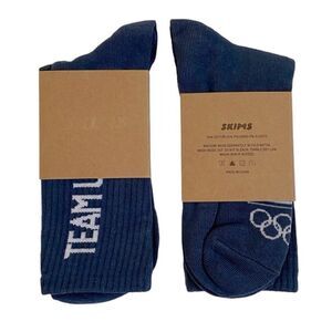 SKIMS 2 Pairs USA Olympic Flag Navy Blue Crew Socks NWT
